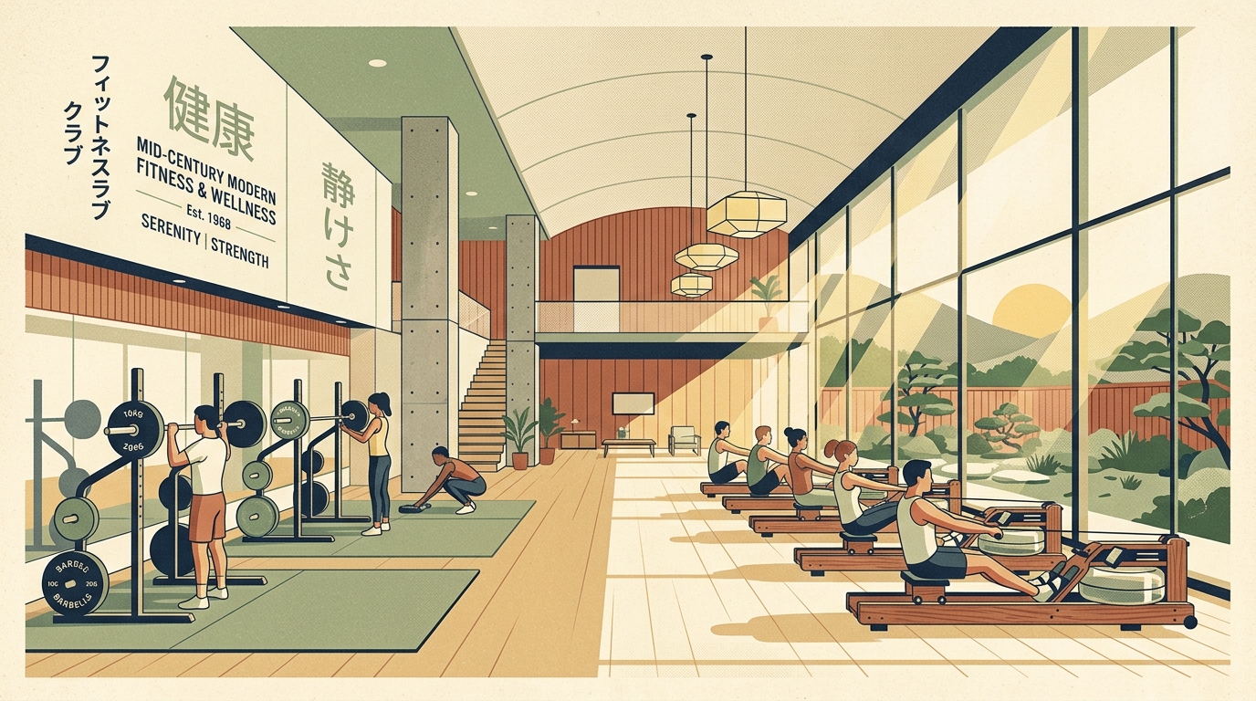 Gymlease — Mid-Century Modern Fitness & Wellness Risograph Art